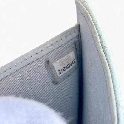 CHANEL シャネル　キャビアスキン　マトラッセ　三つ折り財布　ミントグリーン