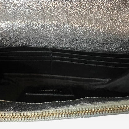 Yves Saint Laurent イヴ・サンローラン　カサンドラ　チェーンウォレット メタリックシルバー