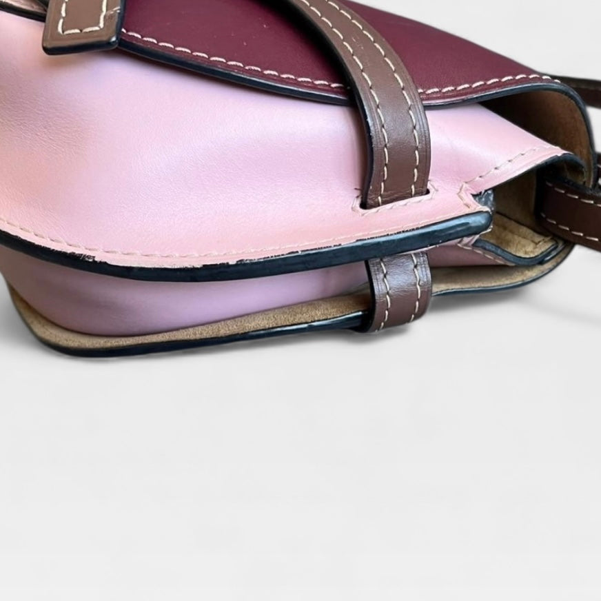 LOEWE ロエベ ゲートバッグ スモール トリコロール ワインレッド ライトピンク