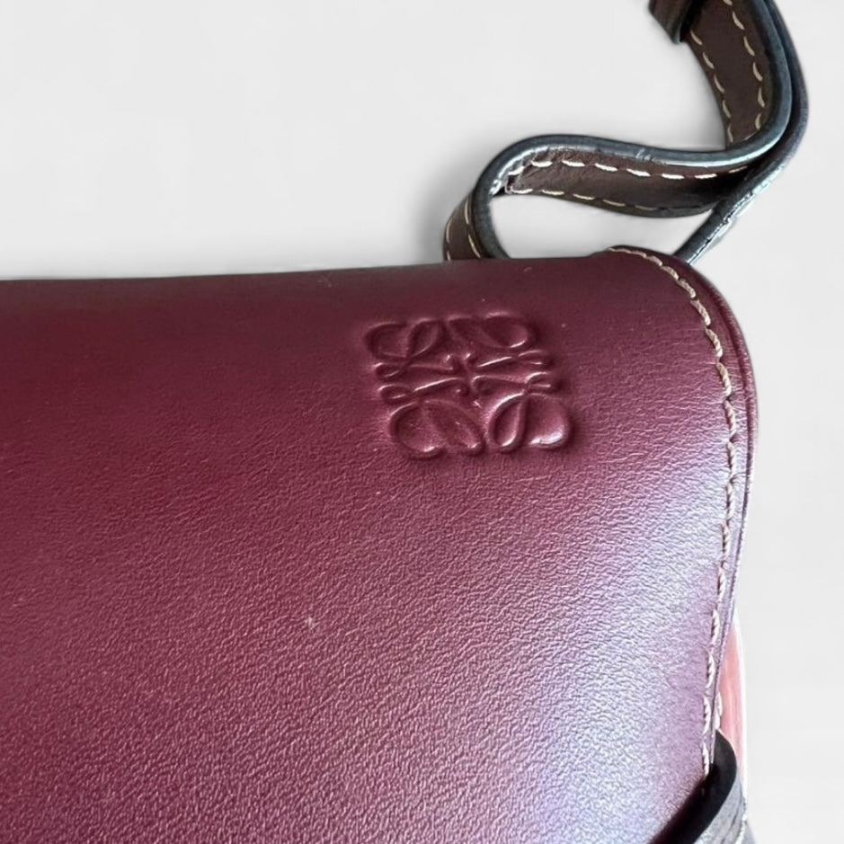 LOEWE ロエベ ゲートバッグ スモール トリコロール ワインレッド ライトピンク