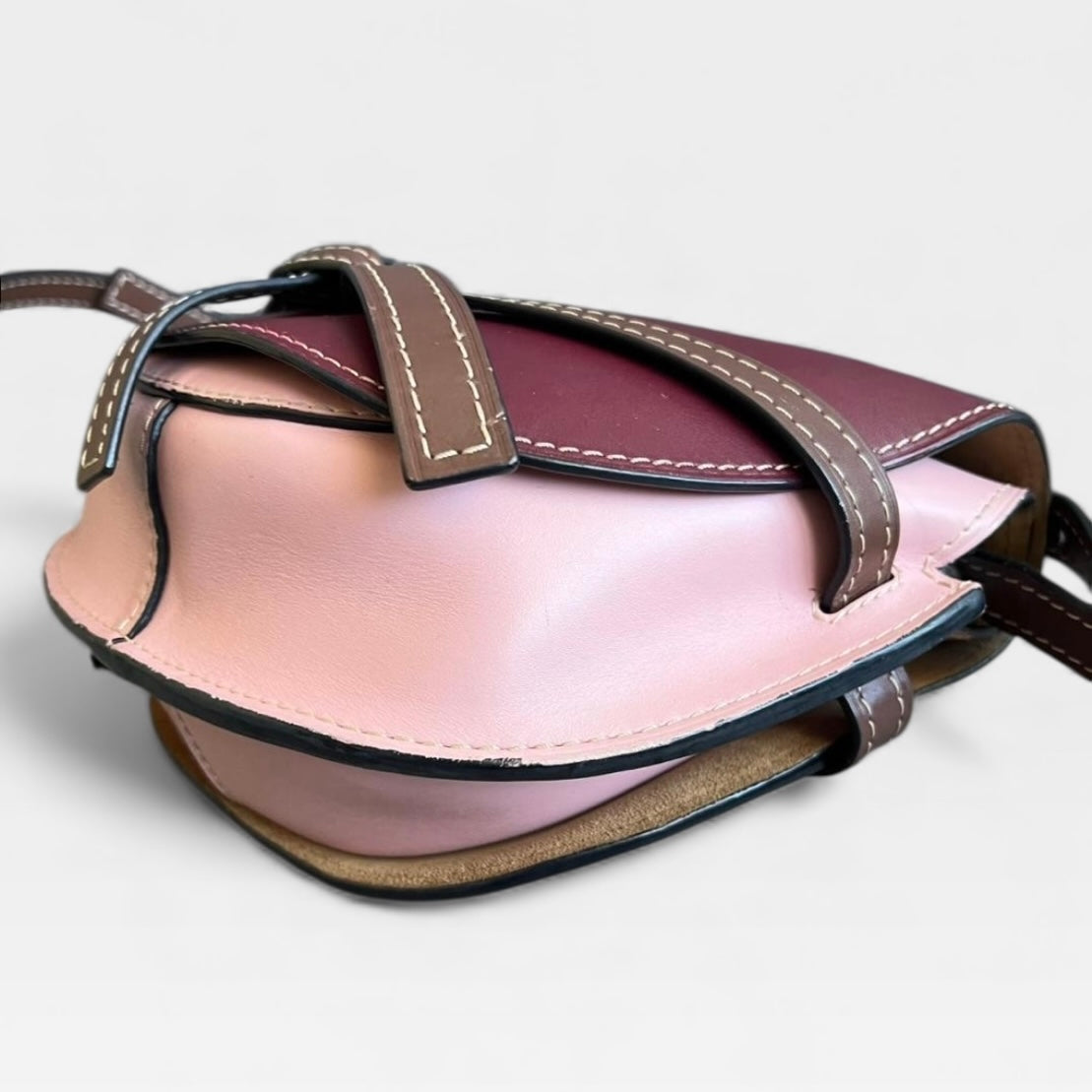 LOEWE ロエベ ゲートバッグ スモール トリコロール ワインレッド ライトピンク