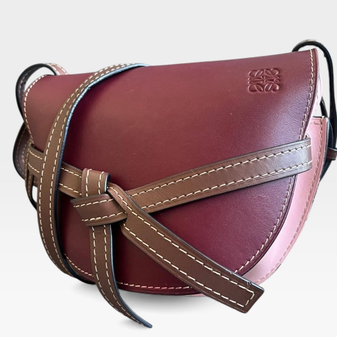 LOEWE ロエベ ゲートバッグ スモール トリコロール ワインレッド ライトピンク